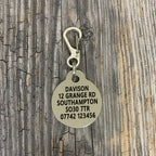 25mm round tag with carabiner