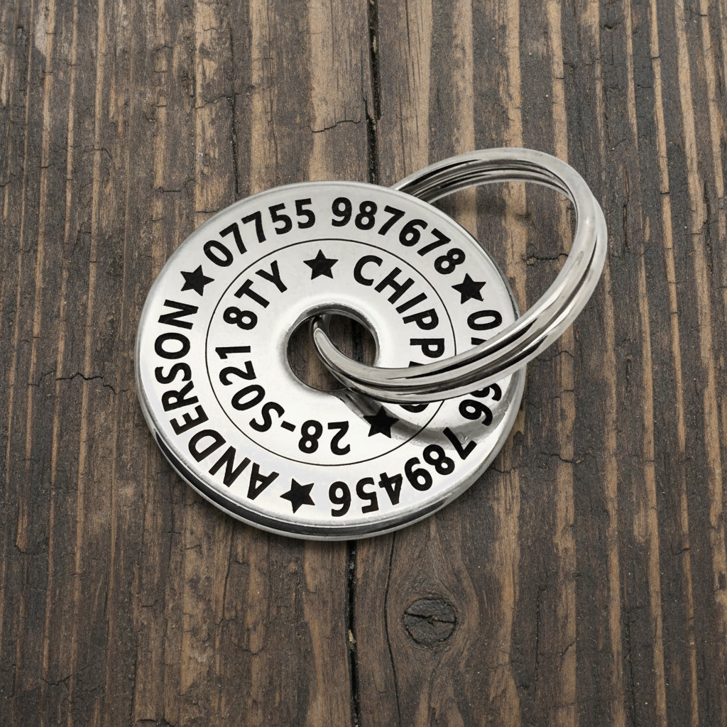 30mm engraved penny washer ID tag