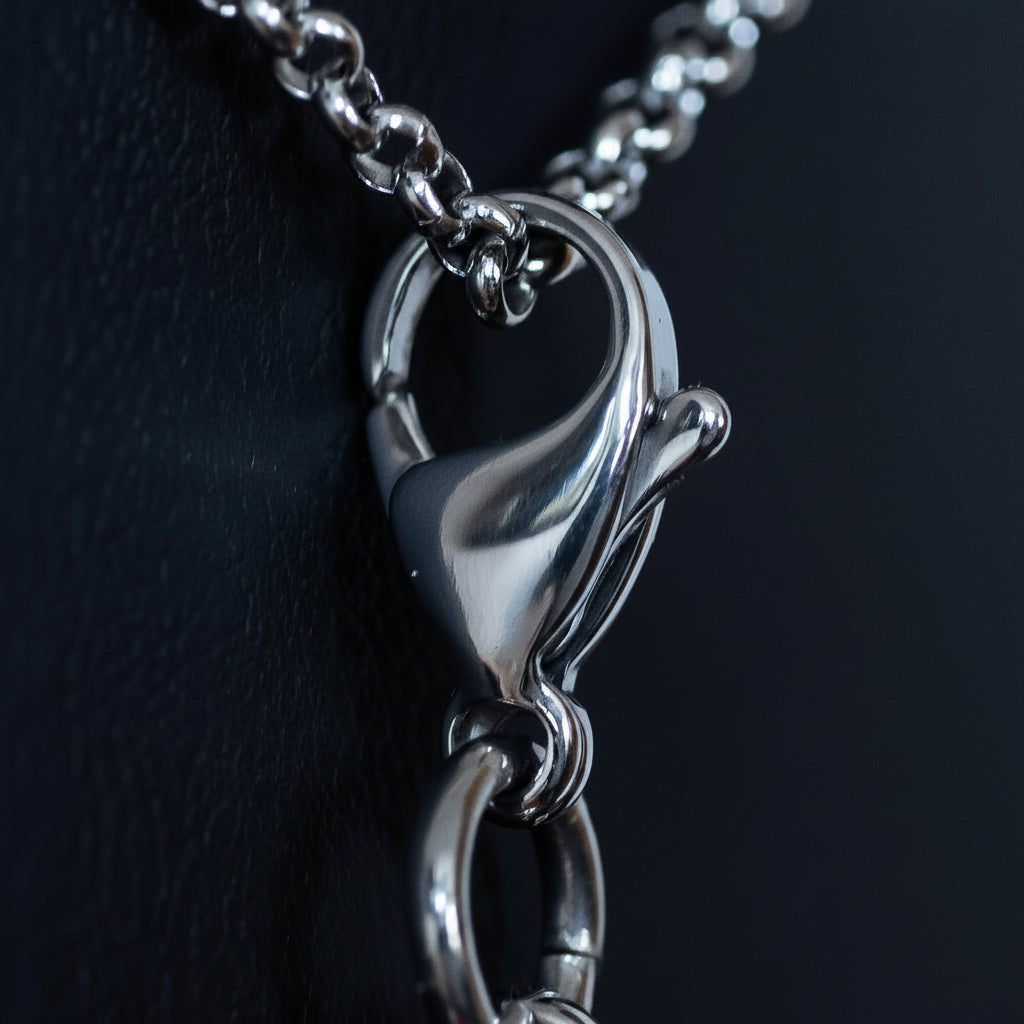 Stainless steel day collar Hex Lock Key. Master key,  Keyring, Necklace. Clasp Key. 8mm diameter