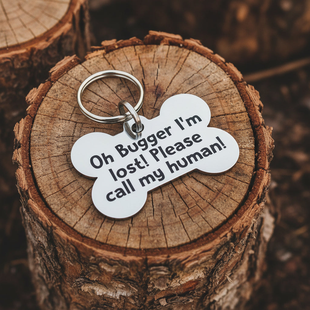 Bone Shaped ID Tag - Oh Bugger I am Lost