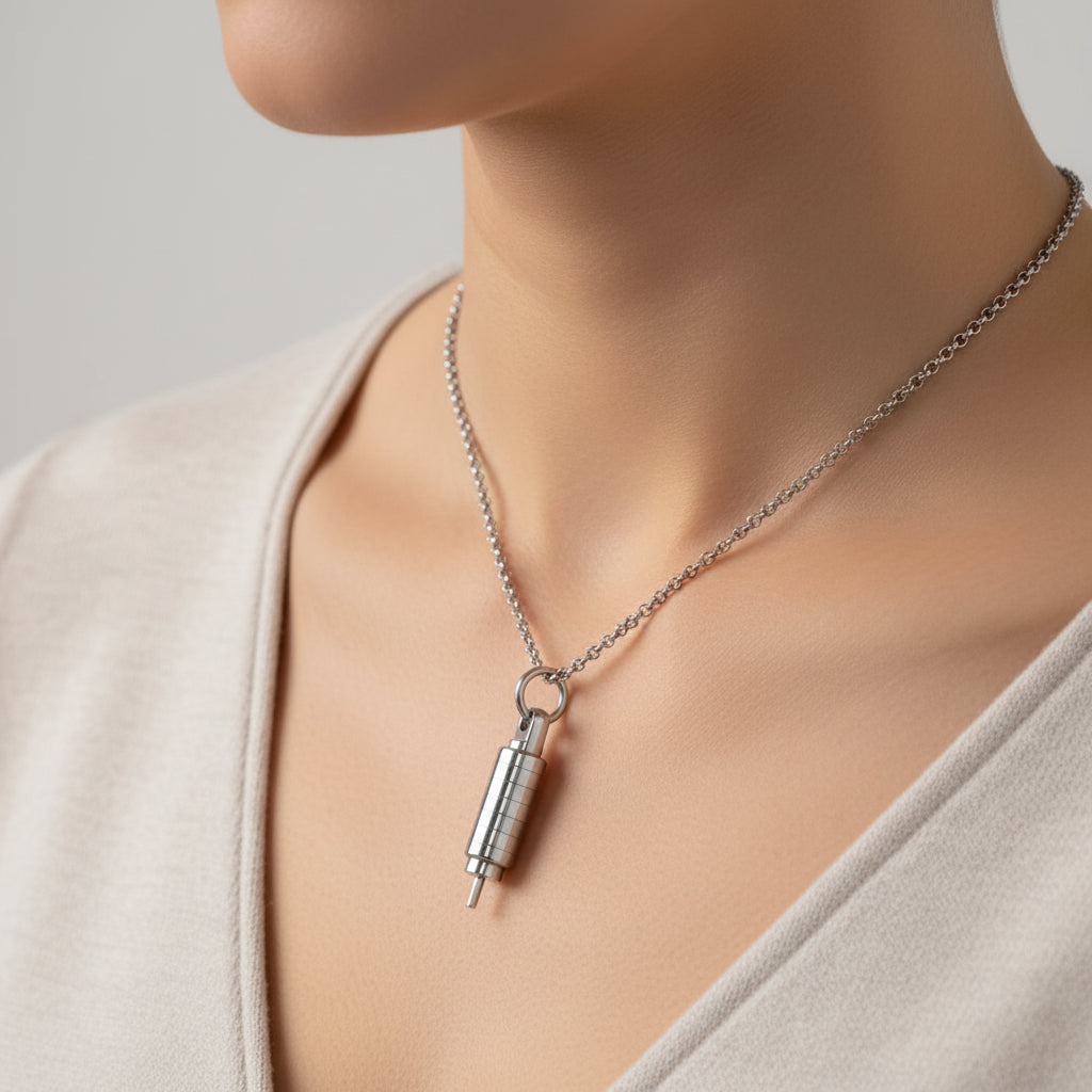 Stainless steel day collar Hex Lock Key. Master key,  Keyring, Necklace. 8mm diameter